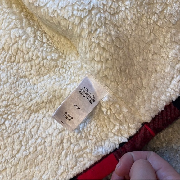 Lucky Brand Sherpa Lined Buffalo Plaid Button Down Jacket Small NEW Red Black - Picture 7 of 10